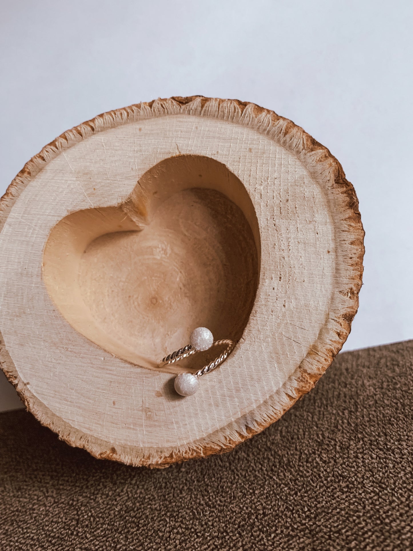 Sterling Silver Beaded Band Double Ring